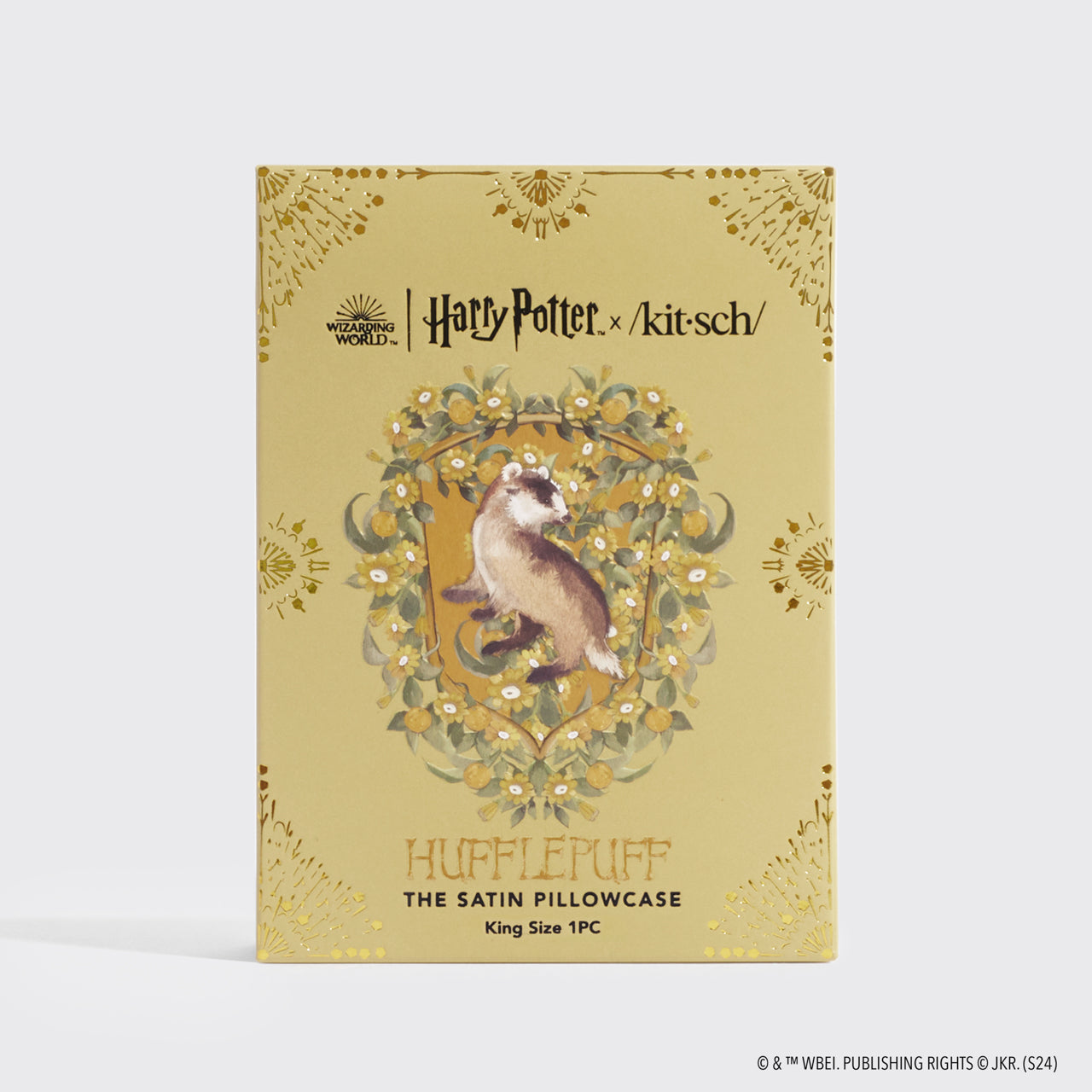 Kitsch x Harry Potter Satin Pillowcase in Hufflepuff 4 Pack - King - Signature Selection