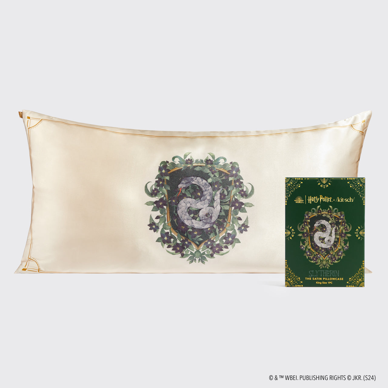 Kitsch x Harry Potter Satin Pillowcase in Slytherin 4 Pack - King - Signature Selection