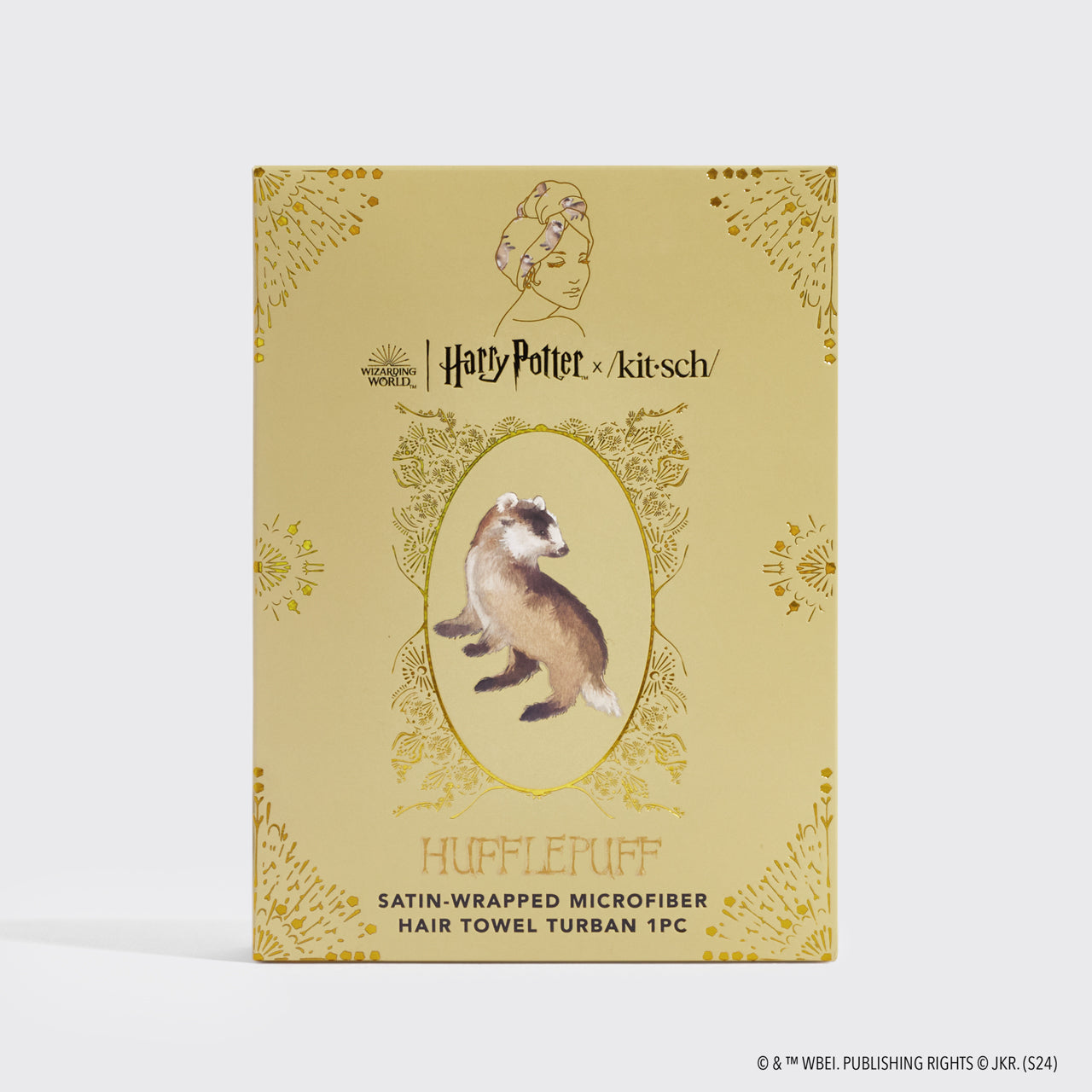 Kitsch x Harry Potter Satin Wrapped Hair Towel in Hufflepuff - Signature Selection