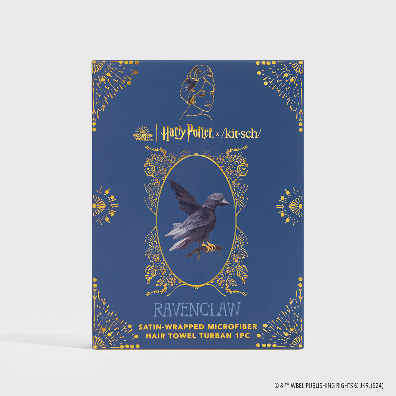 Kitsch x Harry Potter Satin Wrapped Hair Towel in Ravenclaw - Everyday Essentials