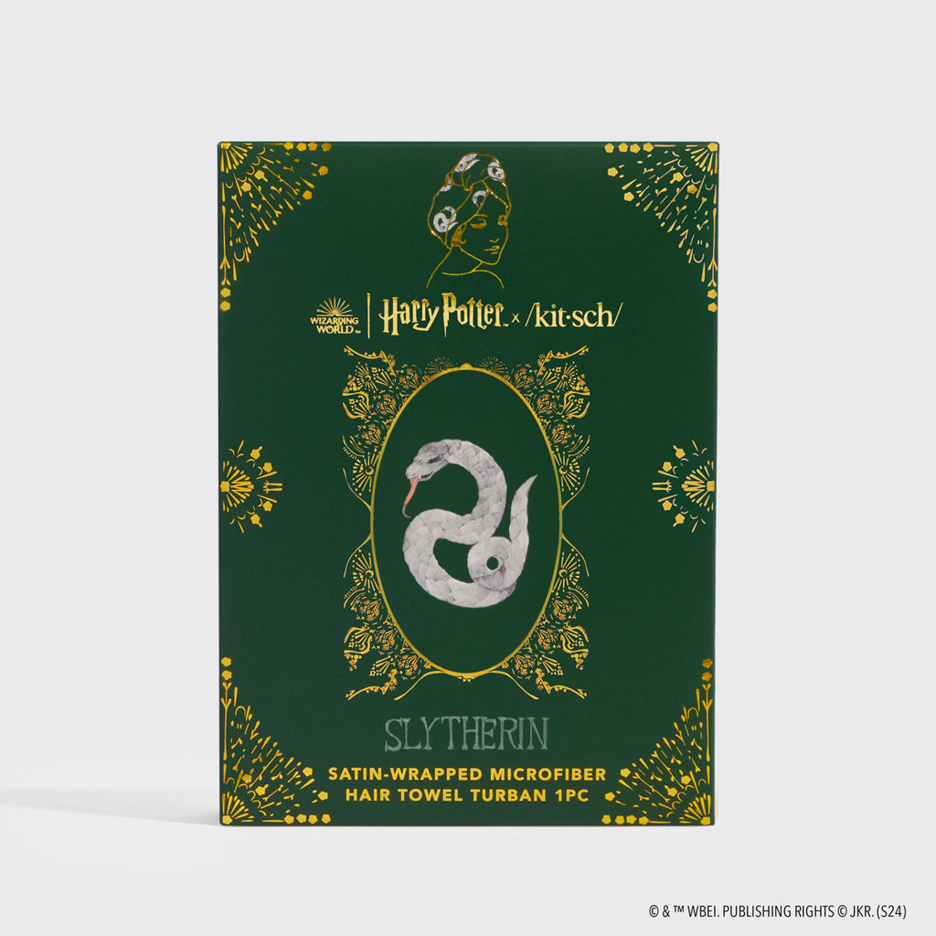 Kitsch x Harry Potter Satin Wrapped Hair Towel in Slytherin - Curated Collection