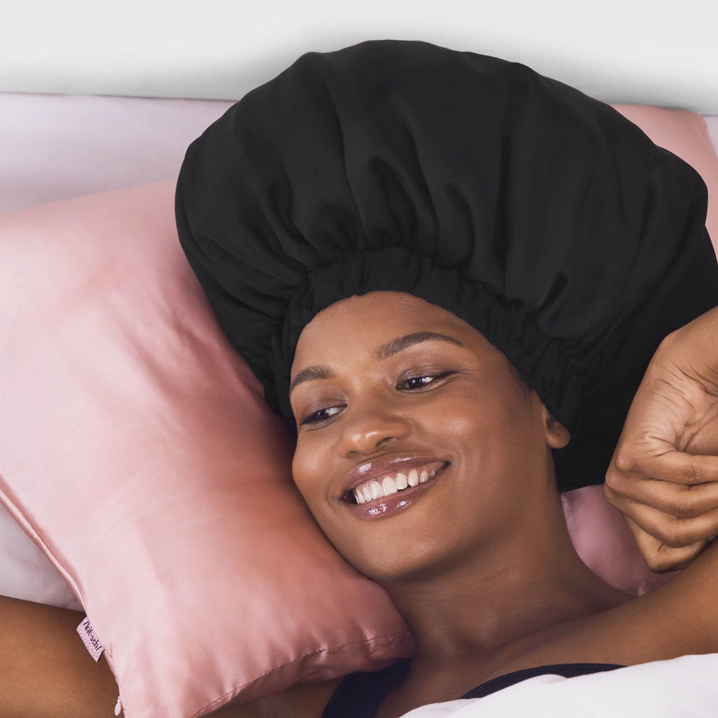 Black Satin Bonnet - XL - Curated Collection