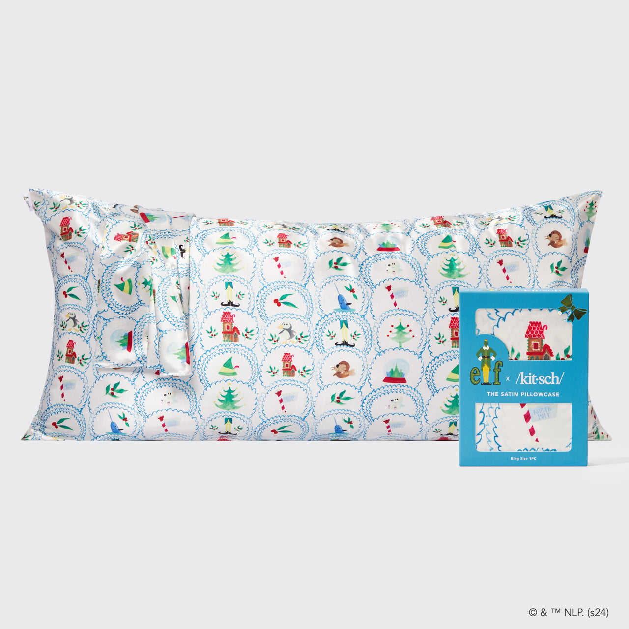 Kitsch x Elf Satin Pillowcase in North Pole - King - Curated Collection