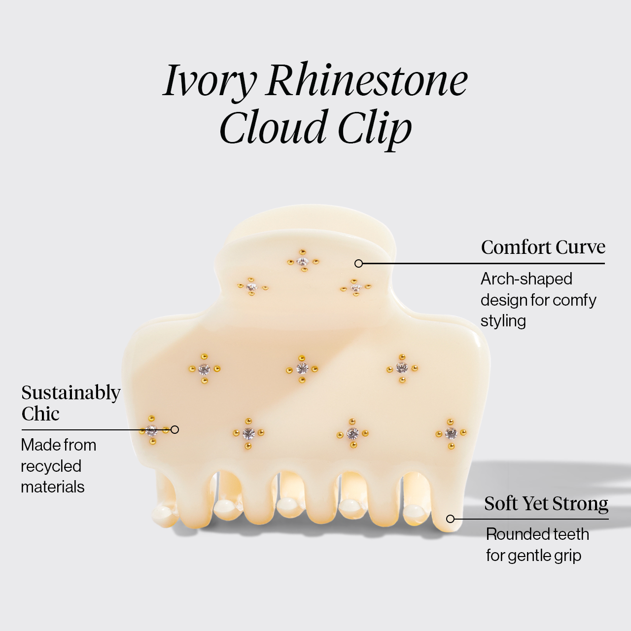 Ivory Rhinestone Cloud Claw Clip - Curated Collection