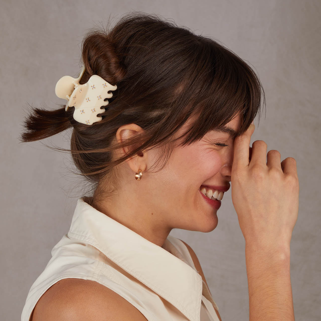 Ivory Rhinestone Cloud Claw Clip - Curated Collection