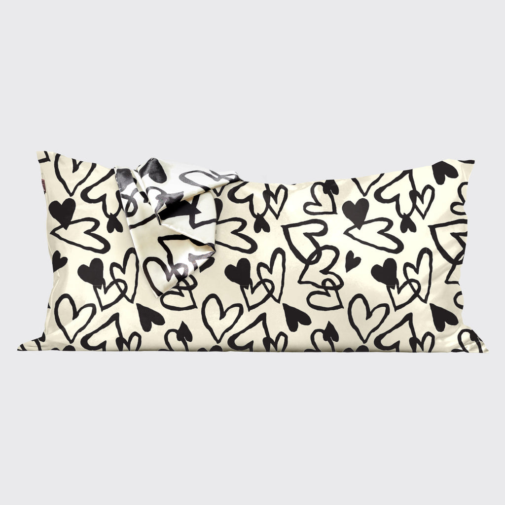 Satin Pillowcase in Heart Print - King - Signature Selection