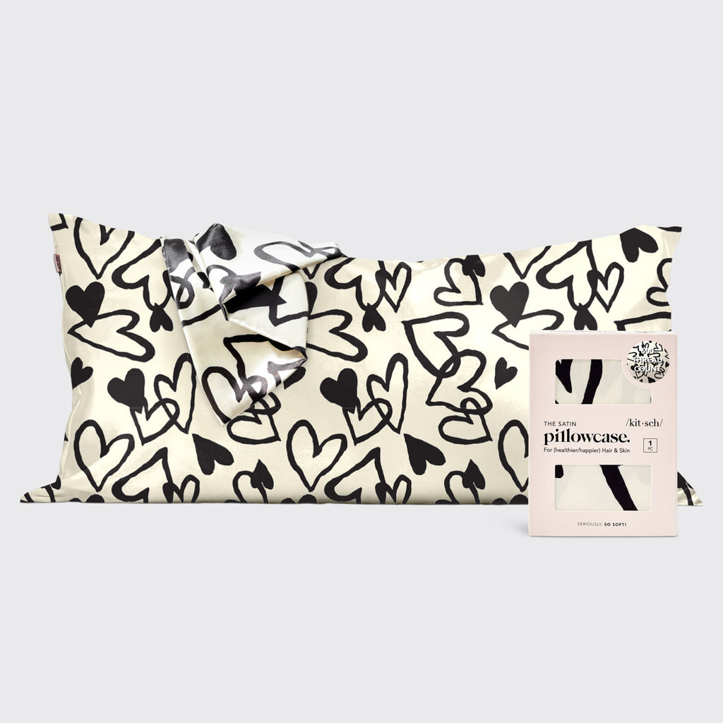 Satin Pillowcase in Heart Print - King - Signature Selection
