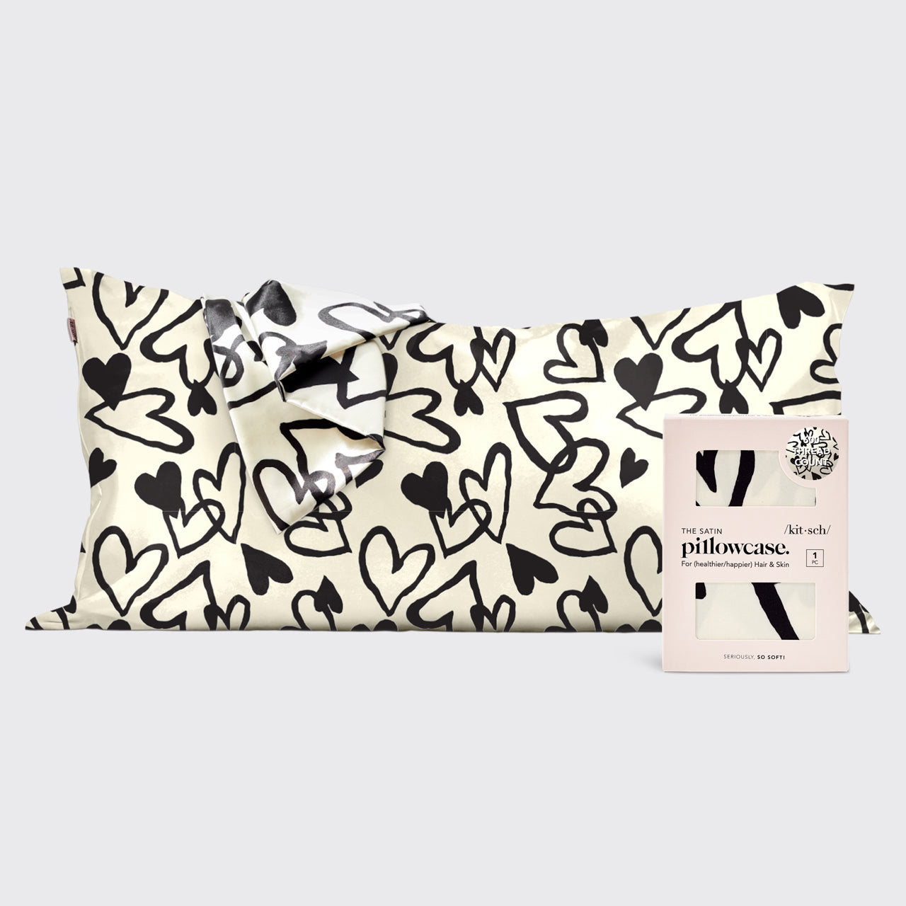Satin Pillowcase in Heart Print - King - Signature Selection
