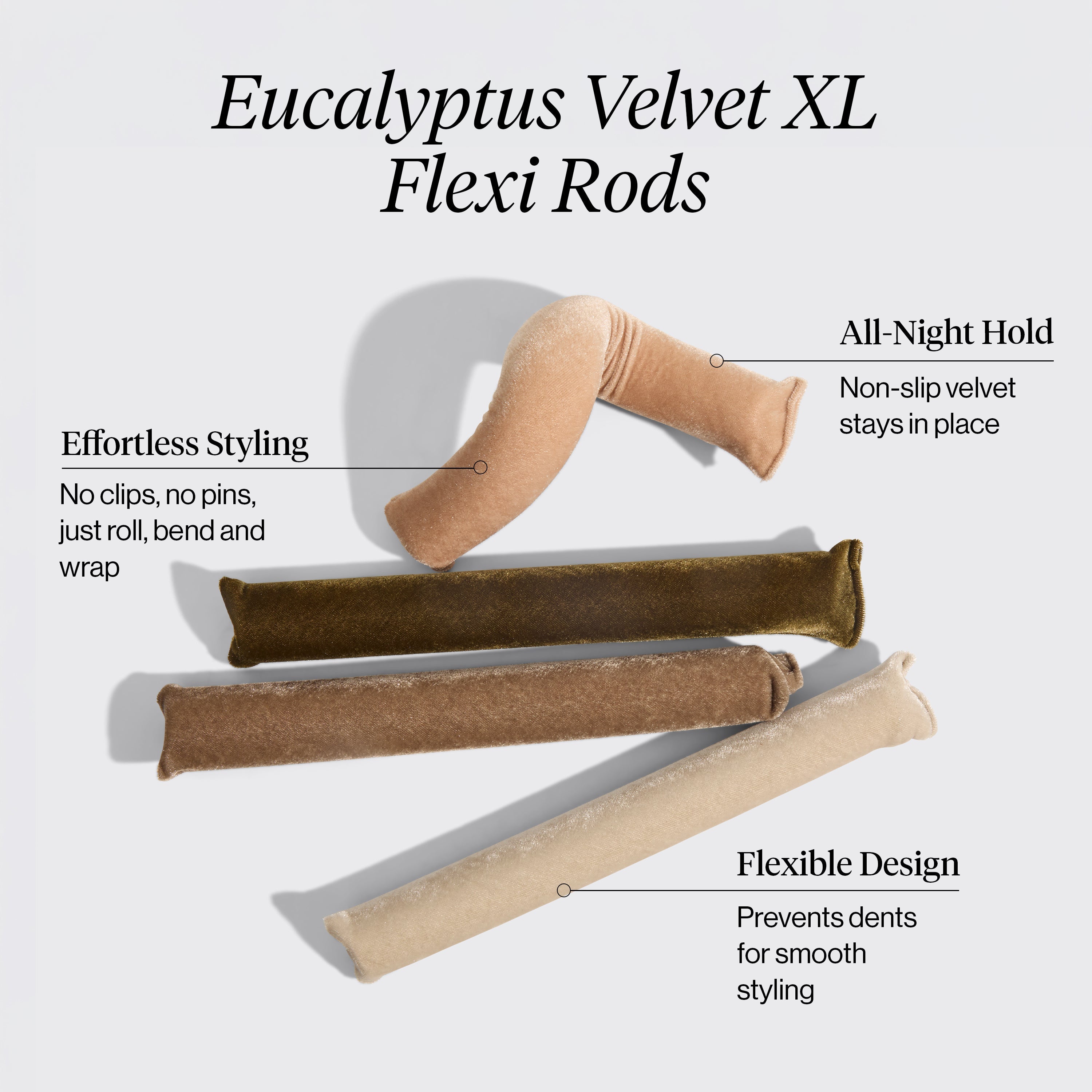 Eucalyptus Velvet XL Flexi Rods 4pc Set - Everyday Essentials
