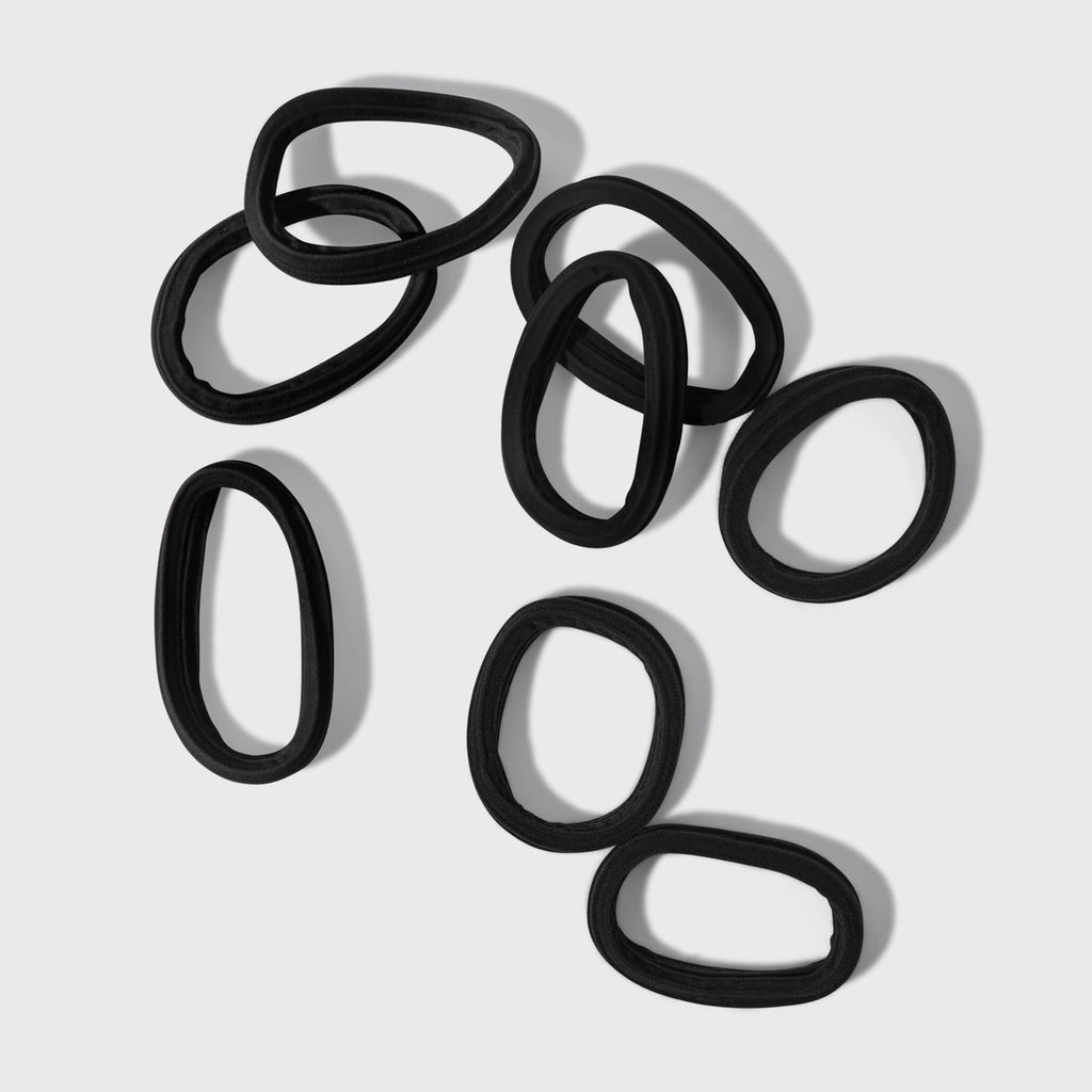 Black Seamless Hair Elastics 8pc Set - Curated Collection