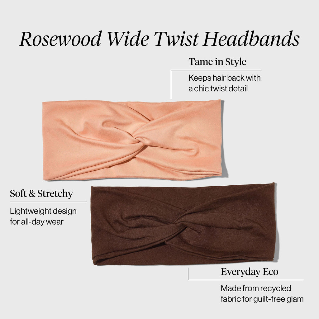 Rosewood Wide Twist Headbands 2pc Set - Everyday Essentials