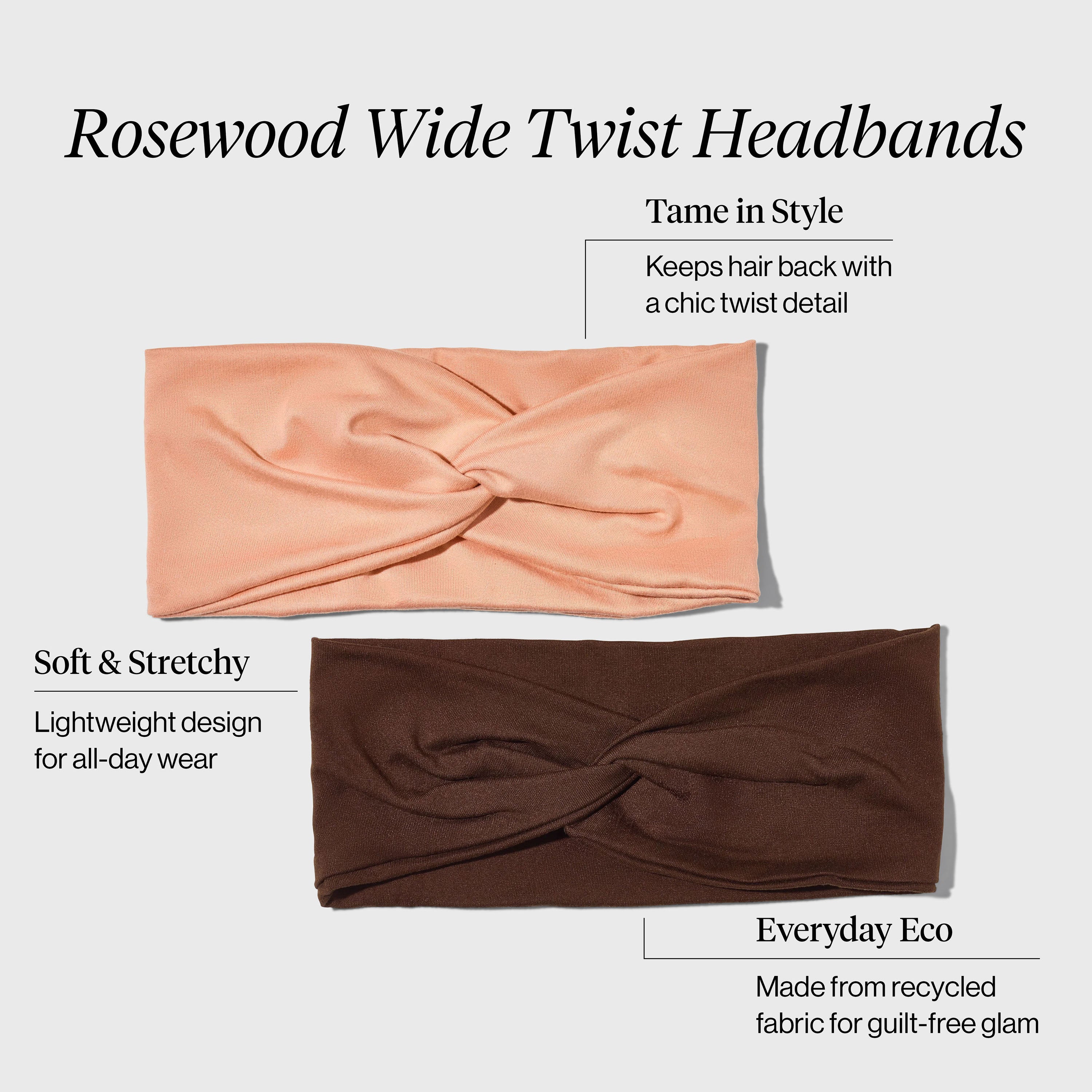 Rosewood Wide Twist Headbands 2pc Set - Everyday Essentials