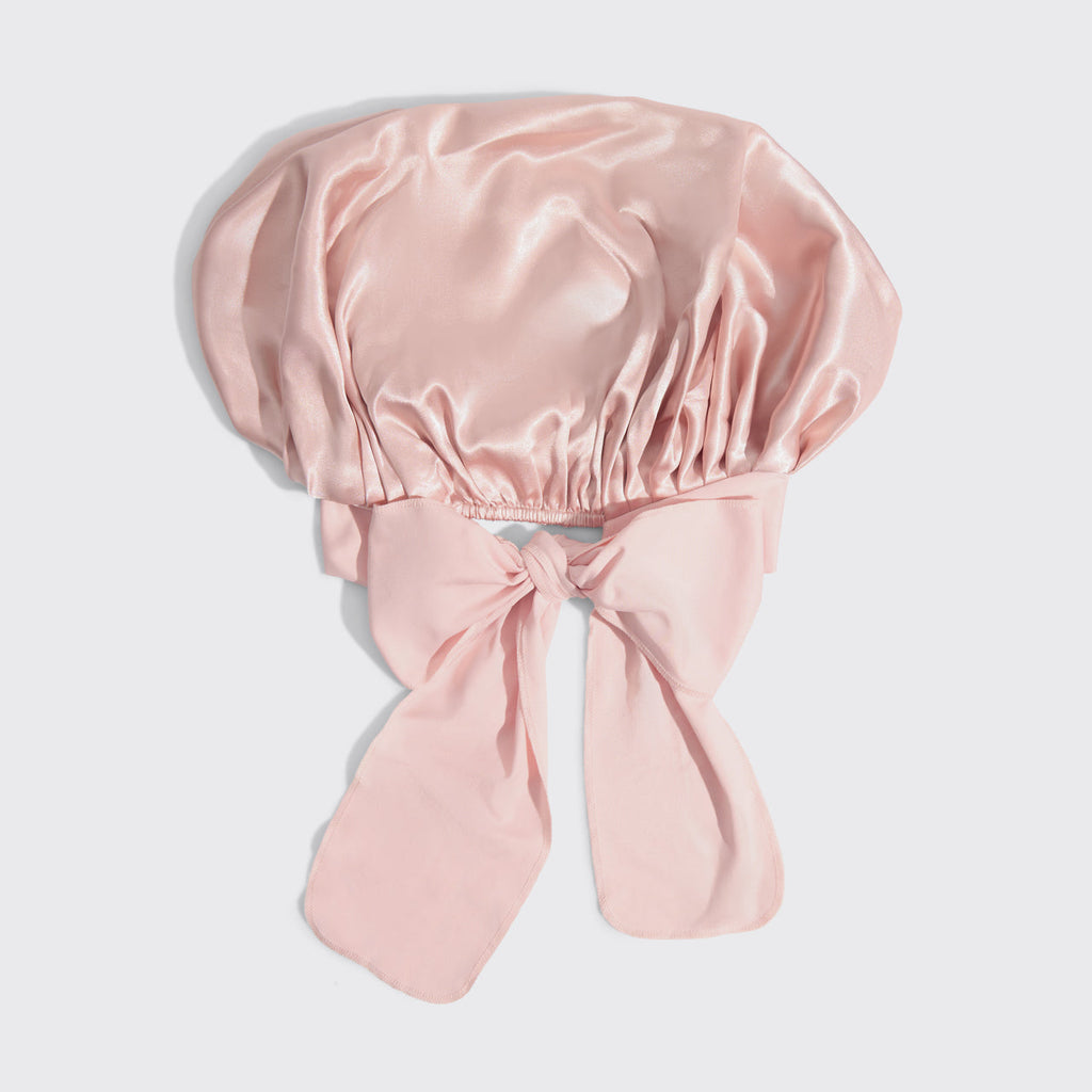 Satin Lined Flexi Shower Cap and Blush Oversized Satin Bonnet Bundle - Everyday Essentials