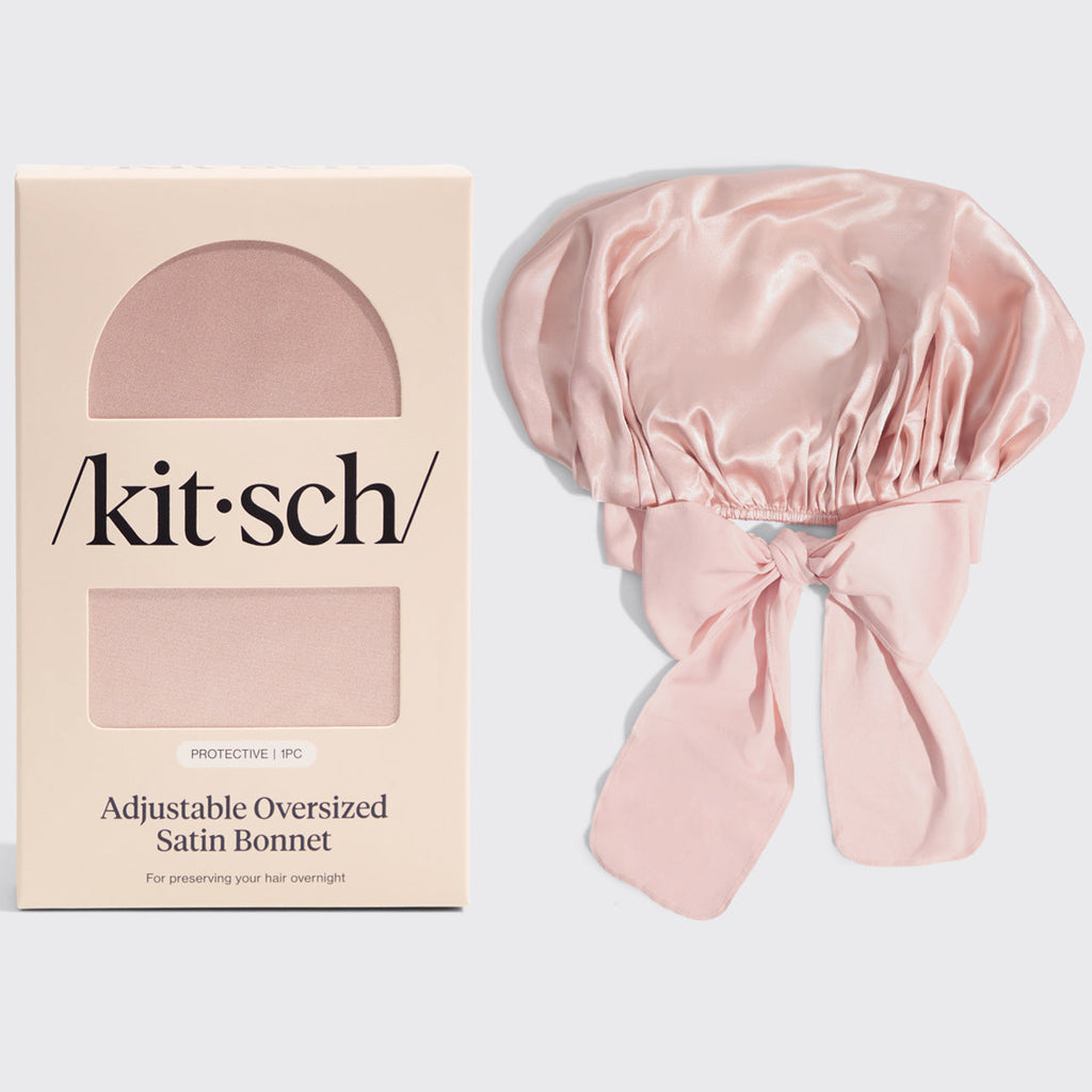 Satin Lined Flexi Shower Cap and Blush Oversized Satin Bonnet Bundle - Everyday Essentials
