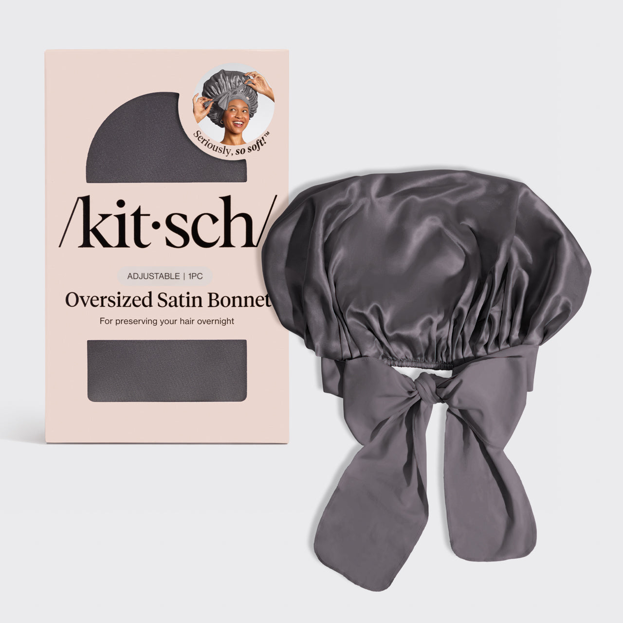 Charcoal Oversized Satin Bonnet - Signature Selection