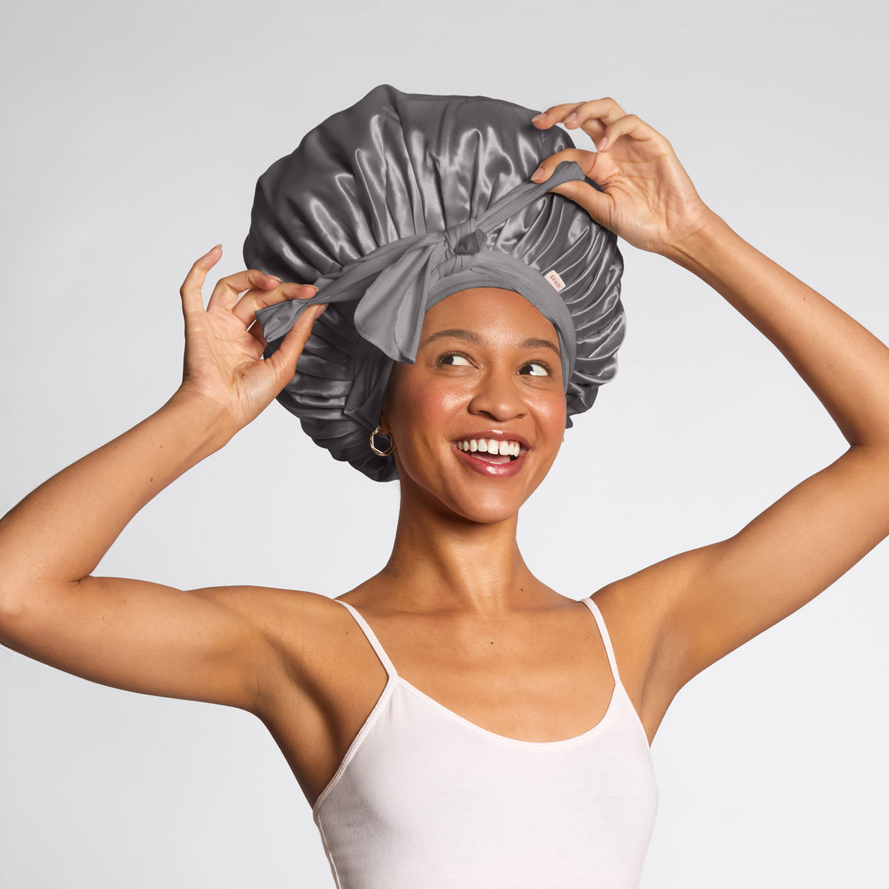 Charcoal Oversized Satin Bonnet - Signature Selection