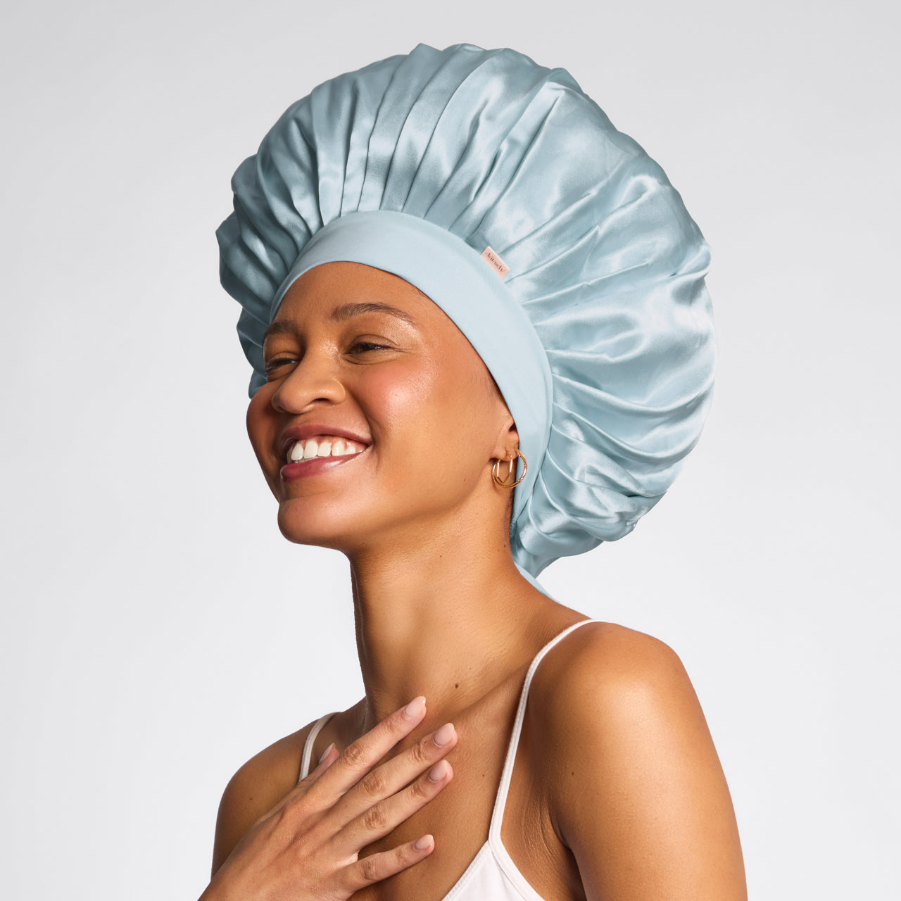 Haze Blue Oversized Satin Bonnet - Curated Collection