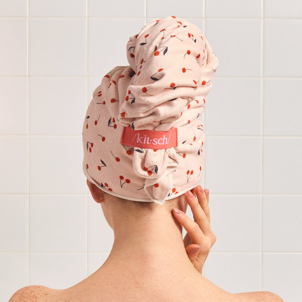 Cherry Print XL Hair Towel Wrap - Everyday Essentials
