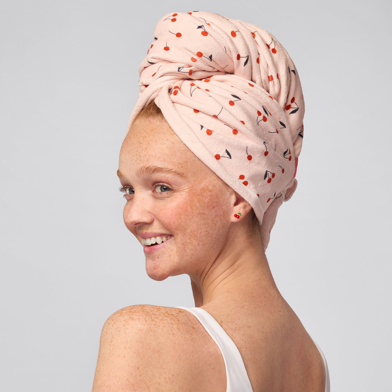 Cherry Print XL Hair Towel Wrap - Everyday Essentials