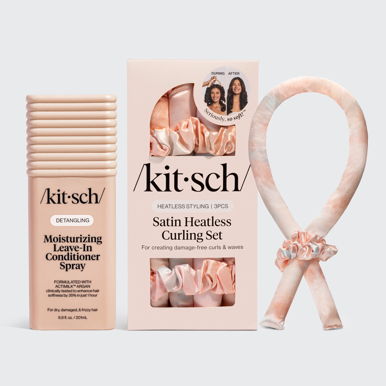 Satin Heatless Curling Set and Leave-In Conditioner Bundle - Signature Selection