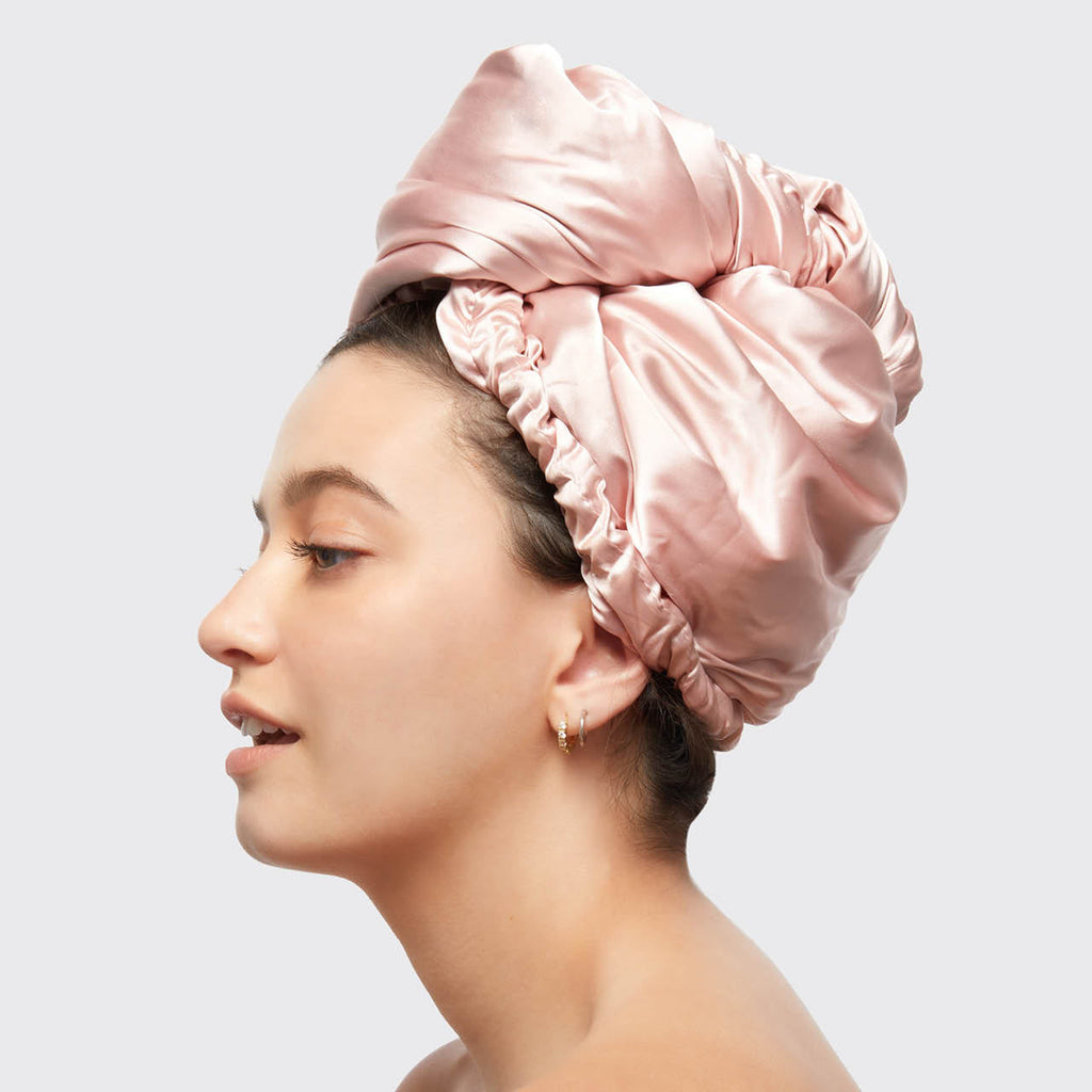 Blush Satin Wrapped Hair Towel - Everyday Essentials