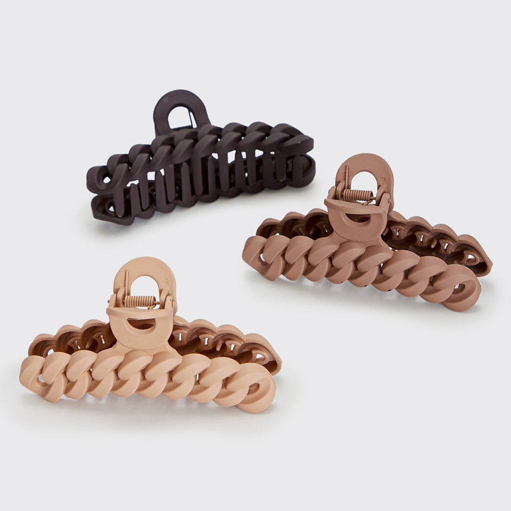 Neutral Chain Claw Clips 3pc Set - Curated Collection