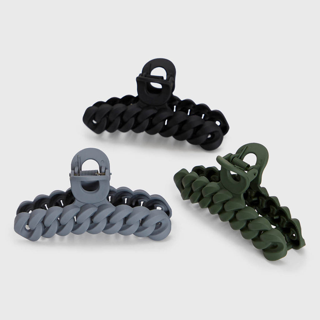 Black and Moss Chain Claw Clips 3pc Set - Signature Selection