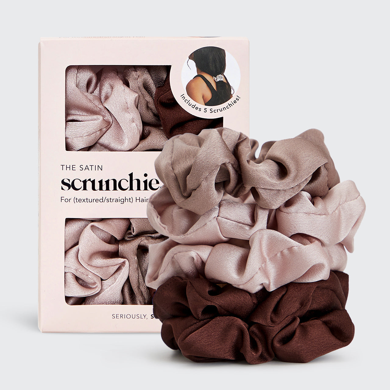 Cameo Satin Sleep Scrunchies 5pc Set - Signature Selection