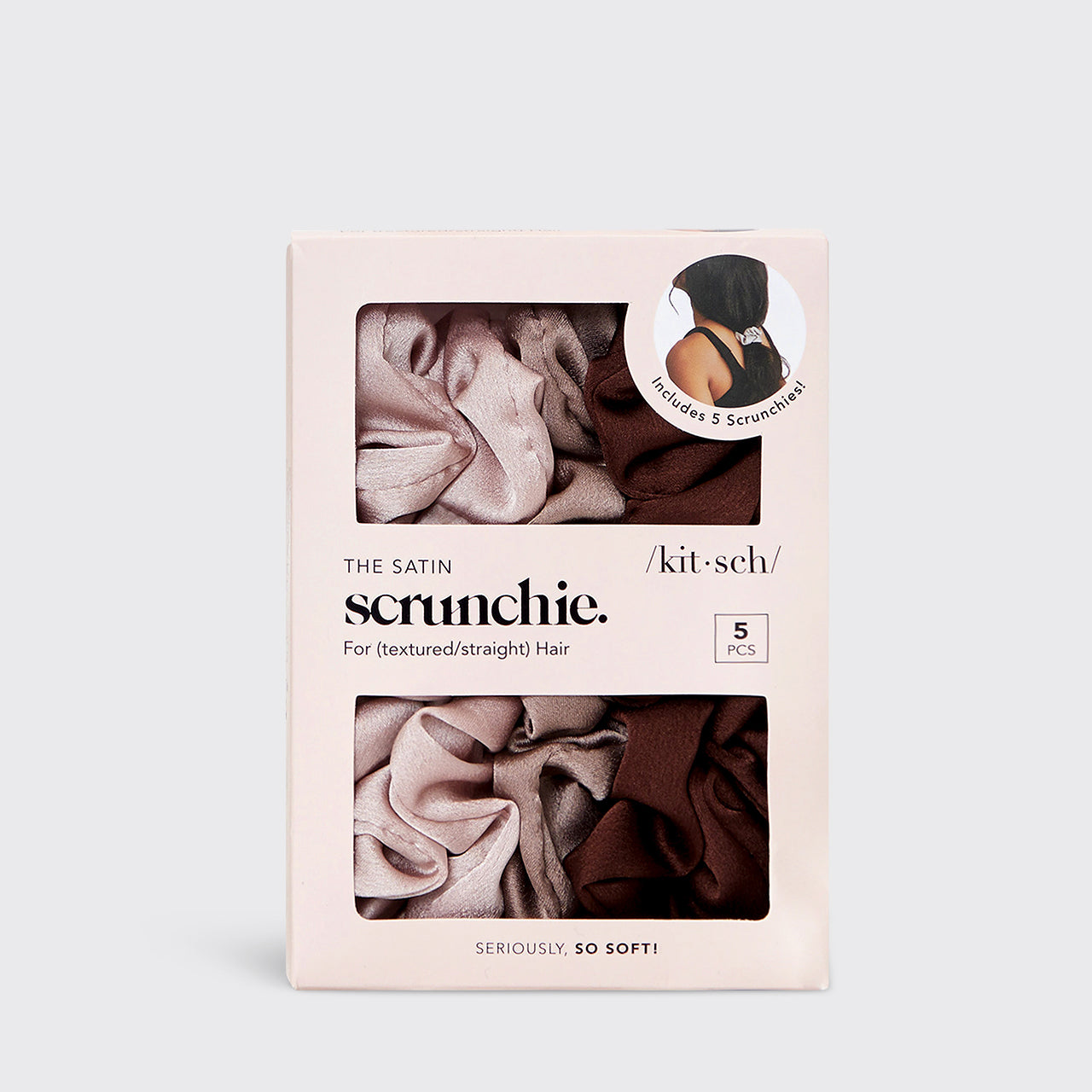 Cameo Satin Sleep Scrunchies 5pc Set - Signature Selection