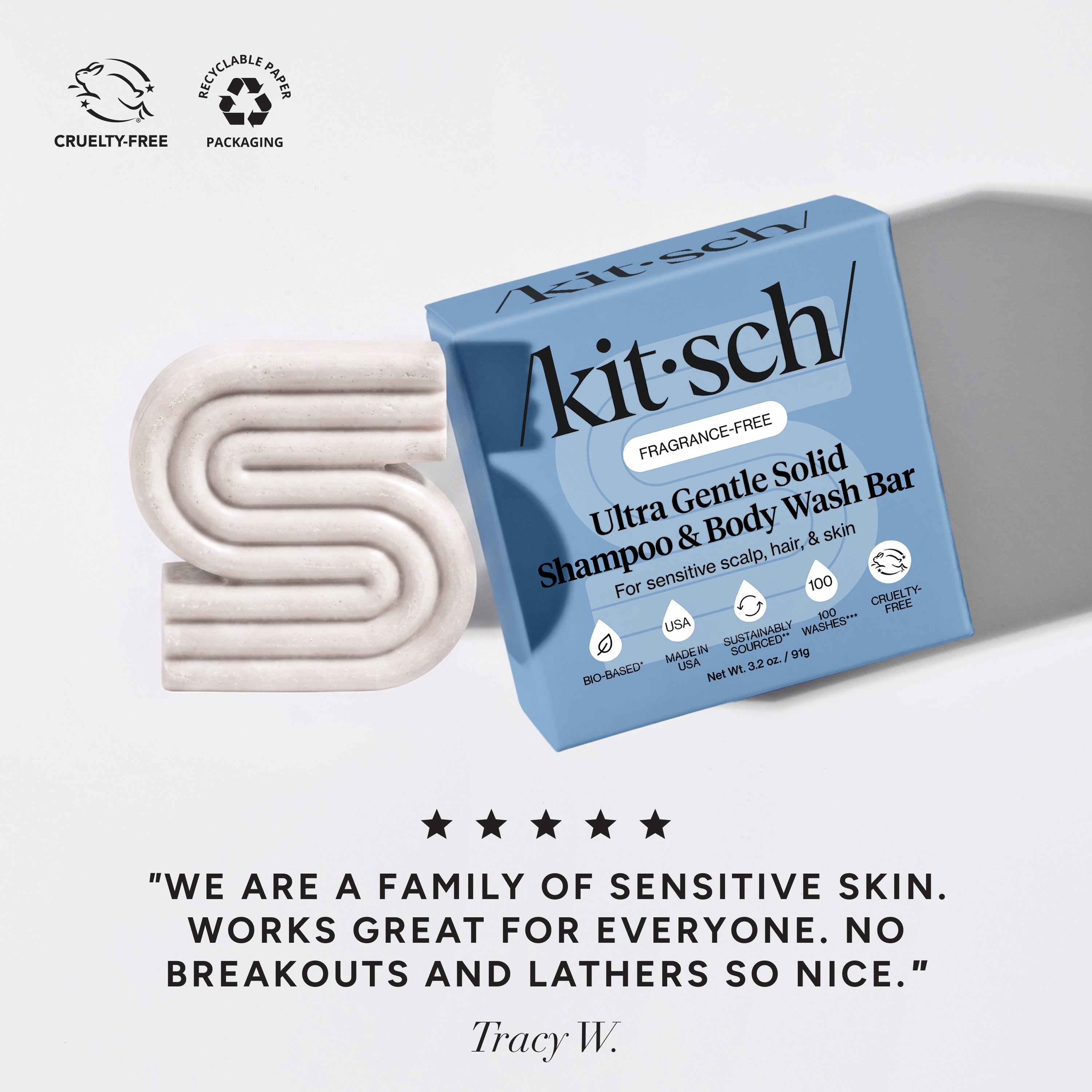 Ultra Sensitive Shampoo and Body Wash Bar Fragrance Free - Curated Collection