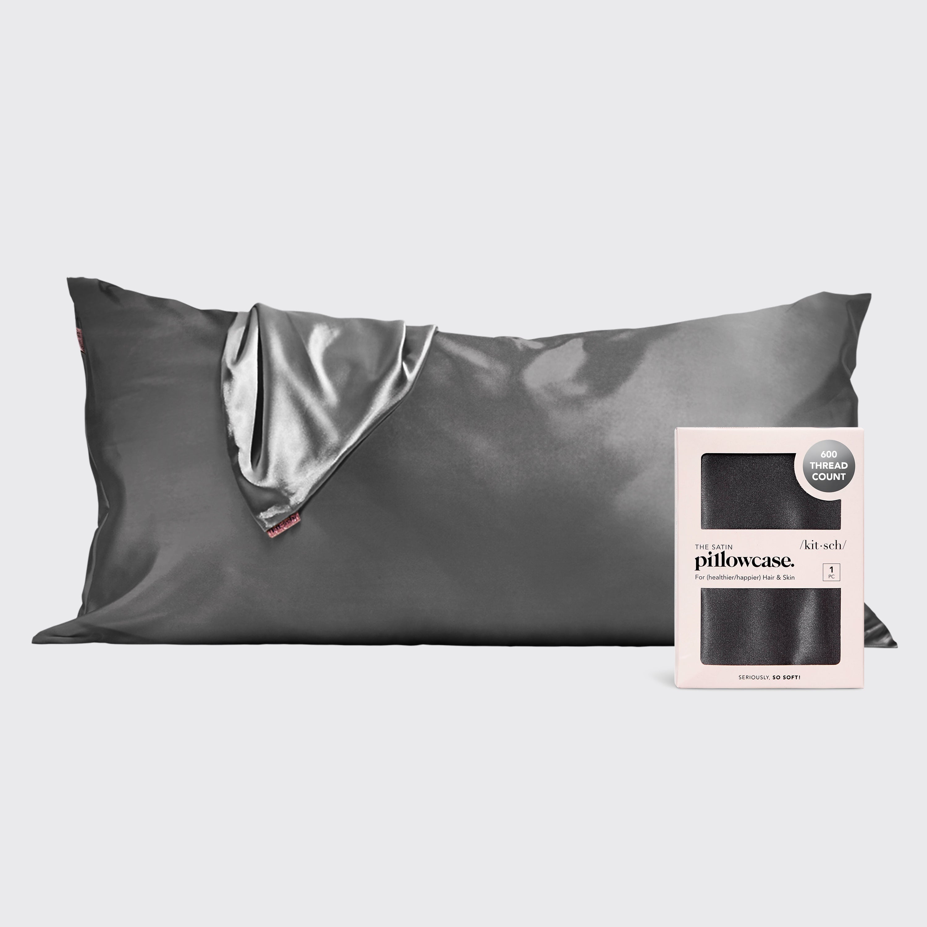 Satin Pillowcase in Charcoal 4 Pack - King - Signature Selection