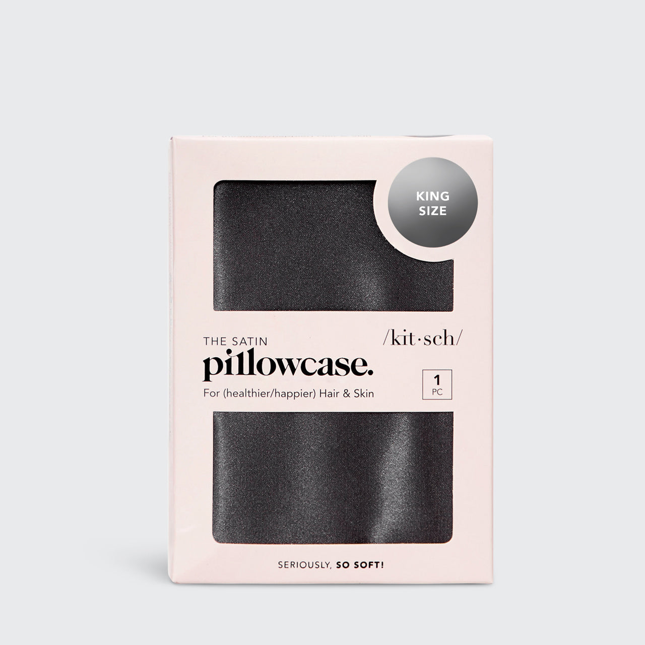 Satin Pillowcase in Charcoal 2 Pack - King - Everyday Essentials