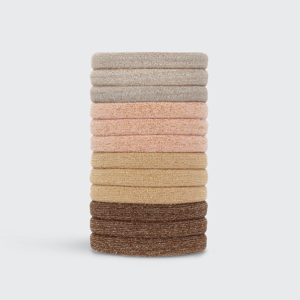 Neutral Glitter Elastics 12pc Set - Curated Collection
