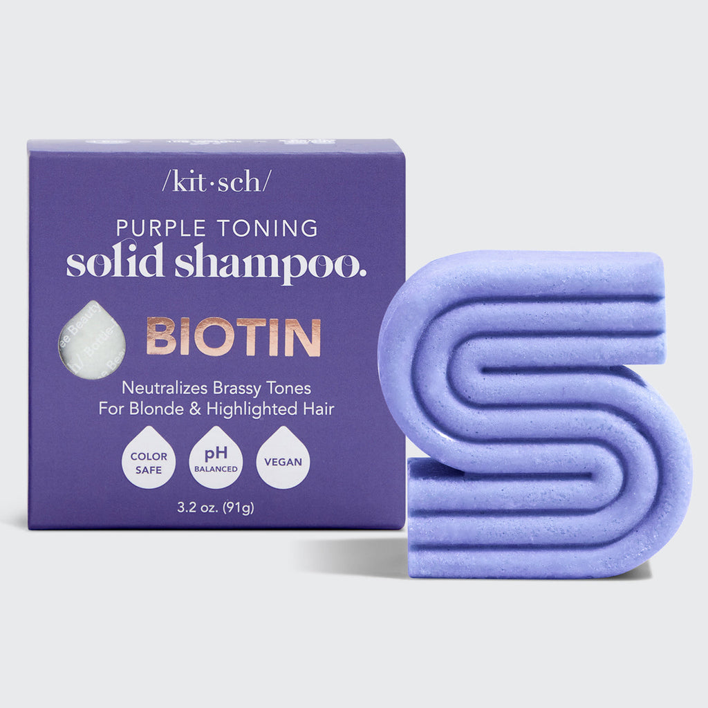 Purple Shampoo and Conditioner Bar with Biotin Caddy Bundle - Everyday Essentials