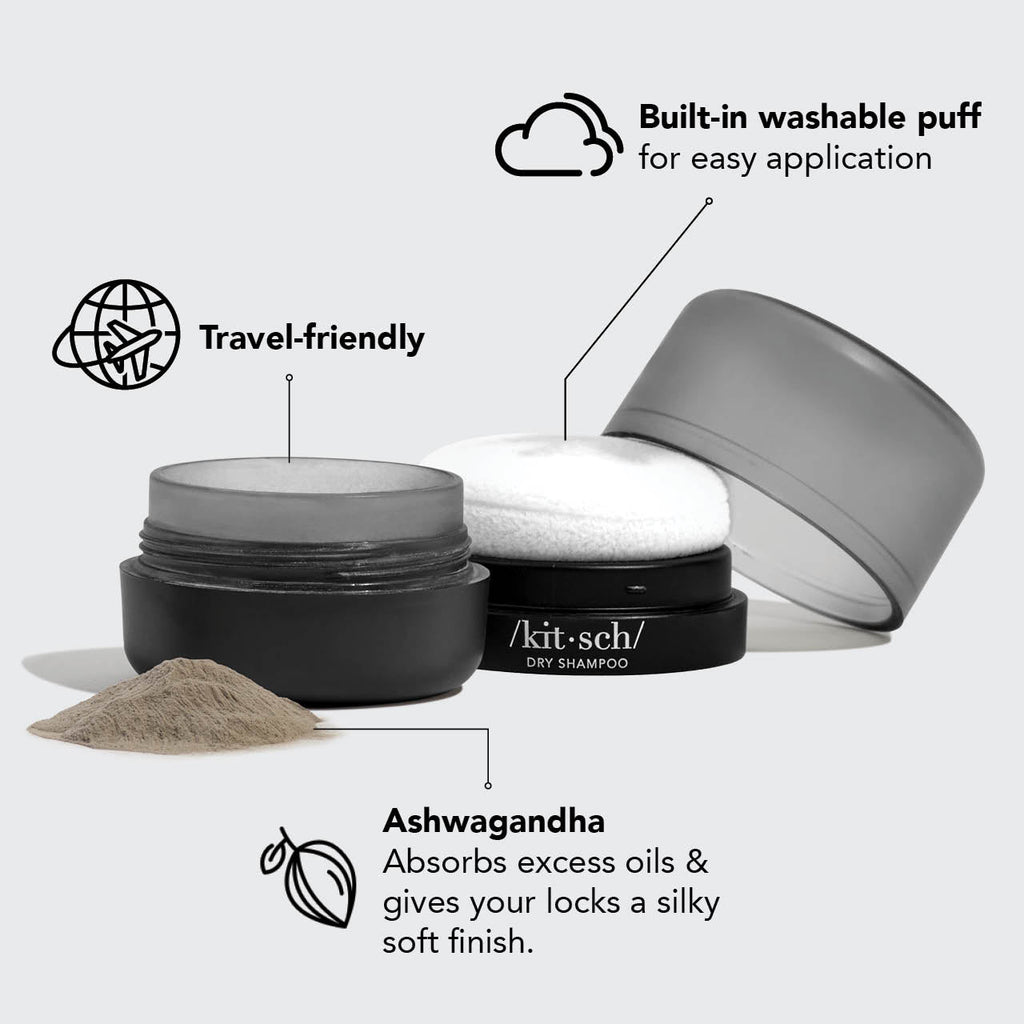Dark Volumizing Rice Protein Dry Shampoo with Puff - Curated Collection