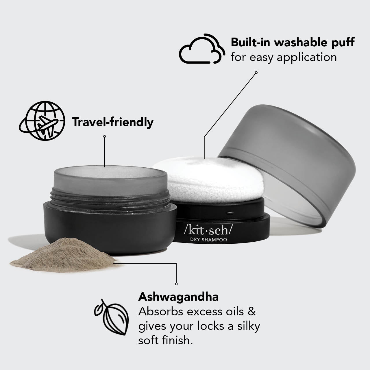 Dark Volumizing Rice Protein Dry Shampoo with Puff - Curated Collection