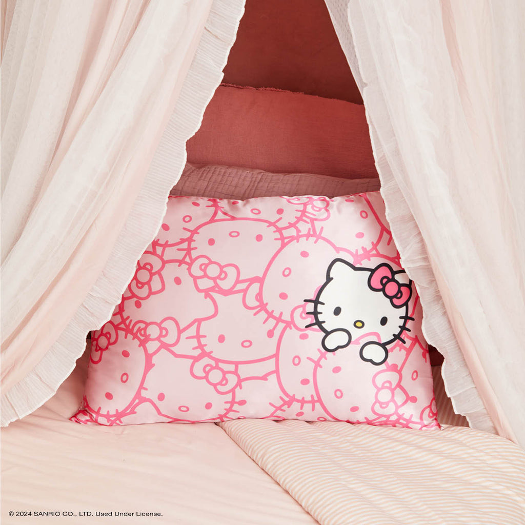 Kitsch x Hello Kitty Satin Pillowcase in Pink Hello Kitty Faces - Curated Collection