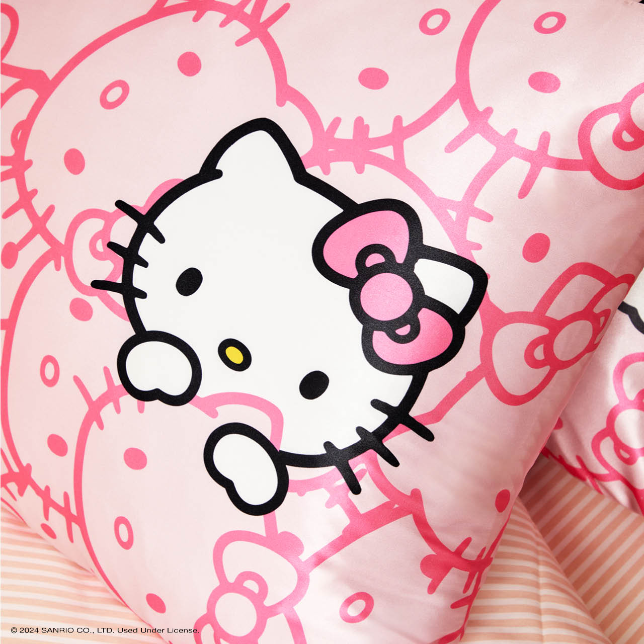 Kitsch x Hello Kitty Satin Pillowcase in Pink Hello Kitty Faces - King - Curated Collection