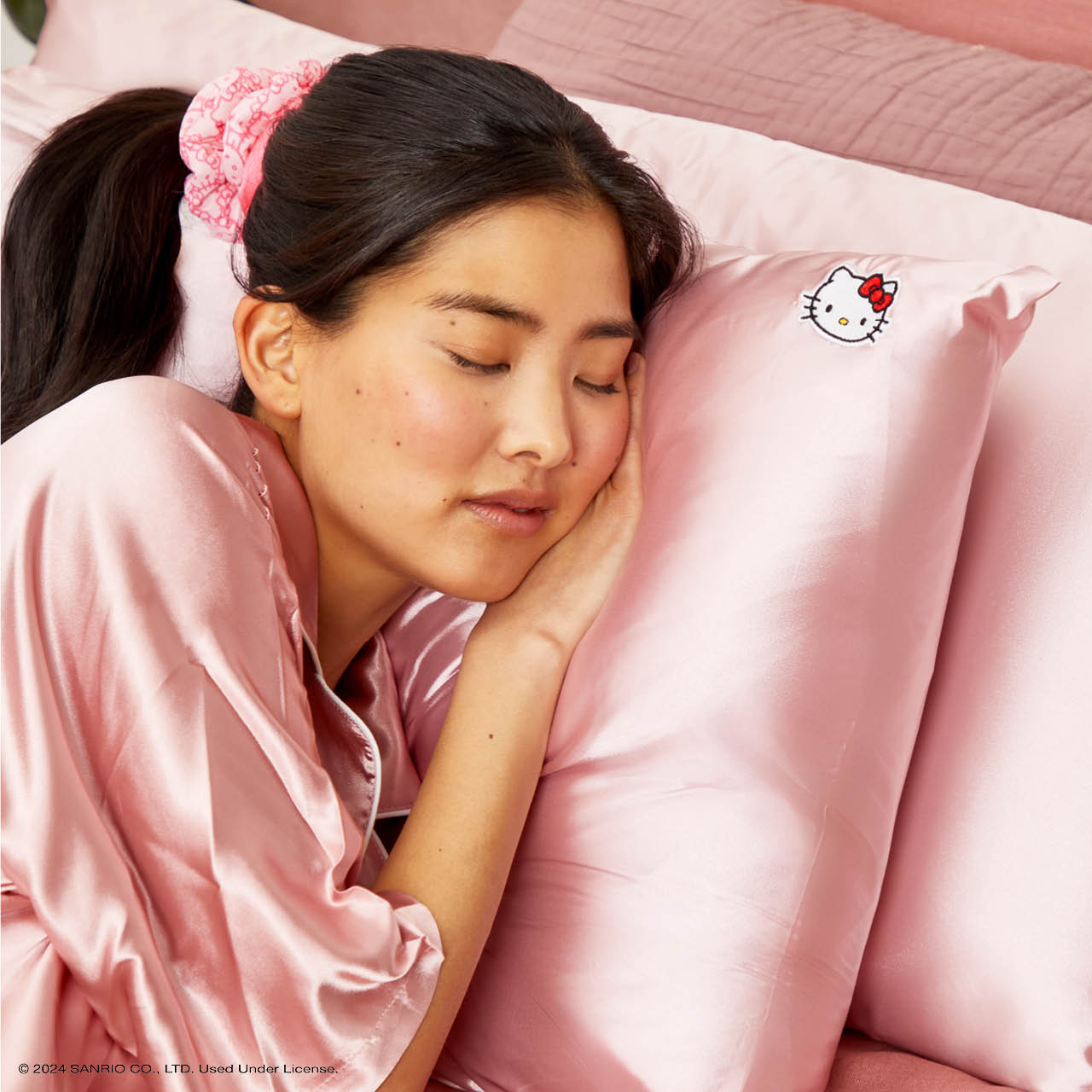 Kitsch x Hello Kitty Satin Pillowcase in Pink Hello Kitty Face - King - Everyday Essentials