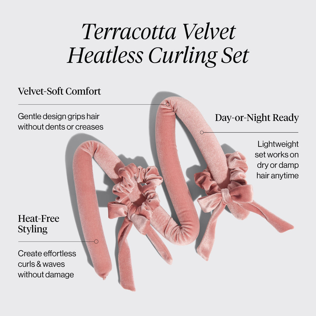 Terracotta Velvet Heatless Curling Set - Signature Selection