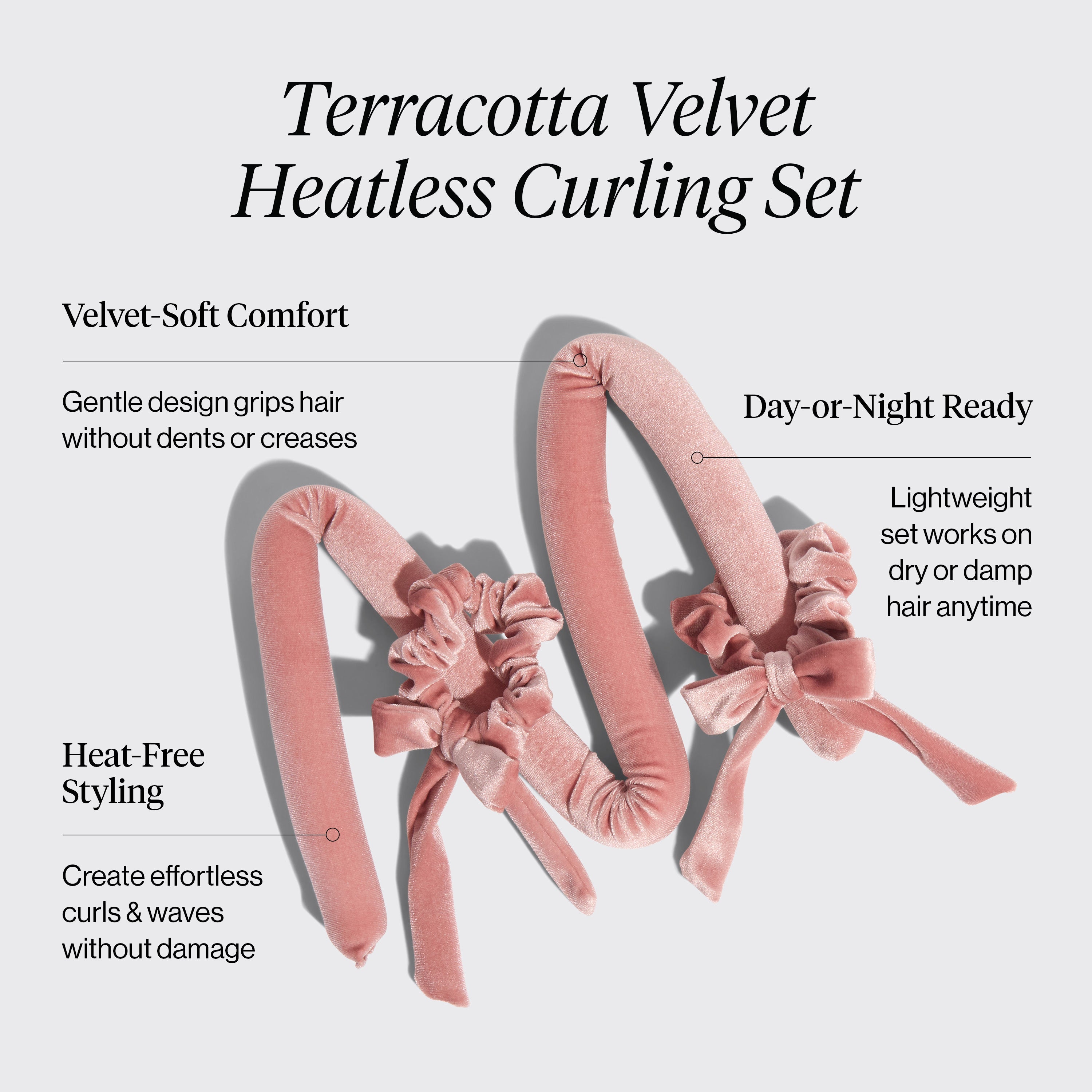 Terracotta Velvet Heatless Curling Set - Signature Selection