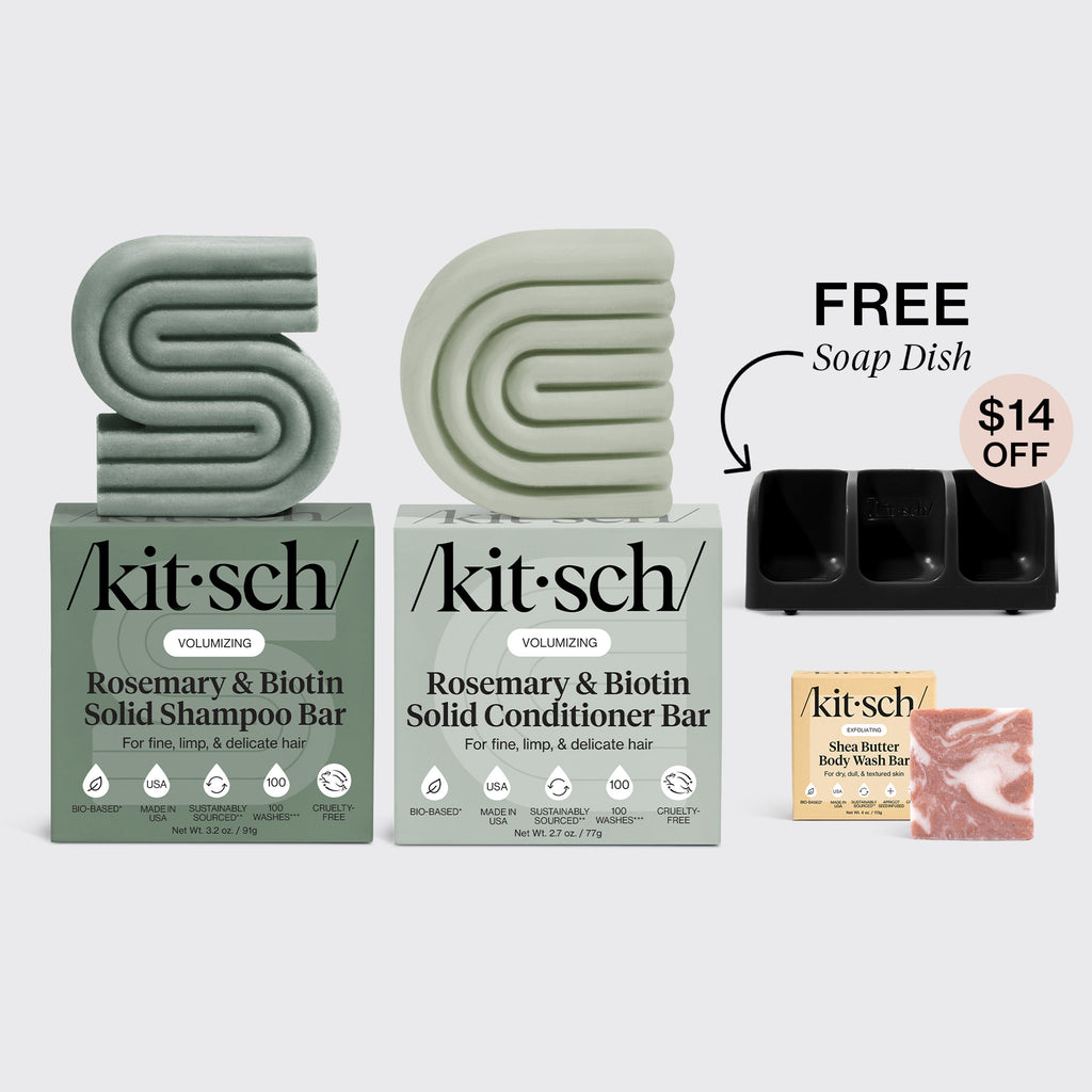 Volumizing Rosemary Black Self Draining Soap Dish Bundle - Signature Selection