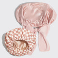 Satin Lined Flexi Shower Cap and Blush Oversized Satin Bonnet Bundle - Everyday Essentials