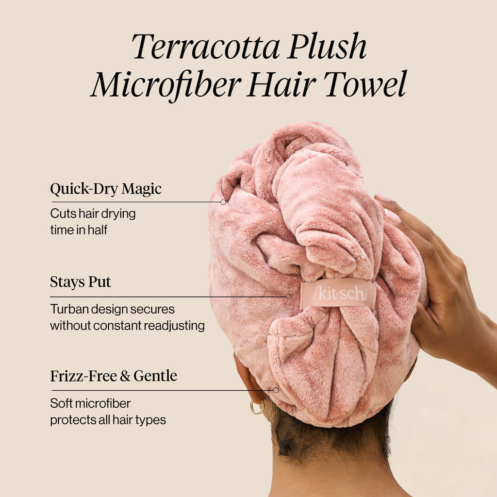 Terracotta Plush Microfiber Hair Towel Turban - Signature Selection
