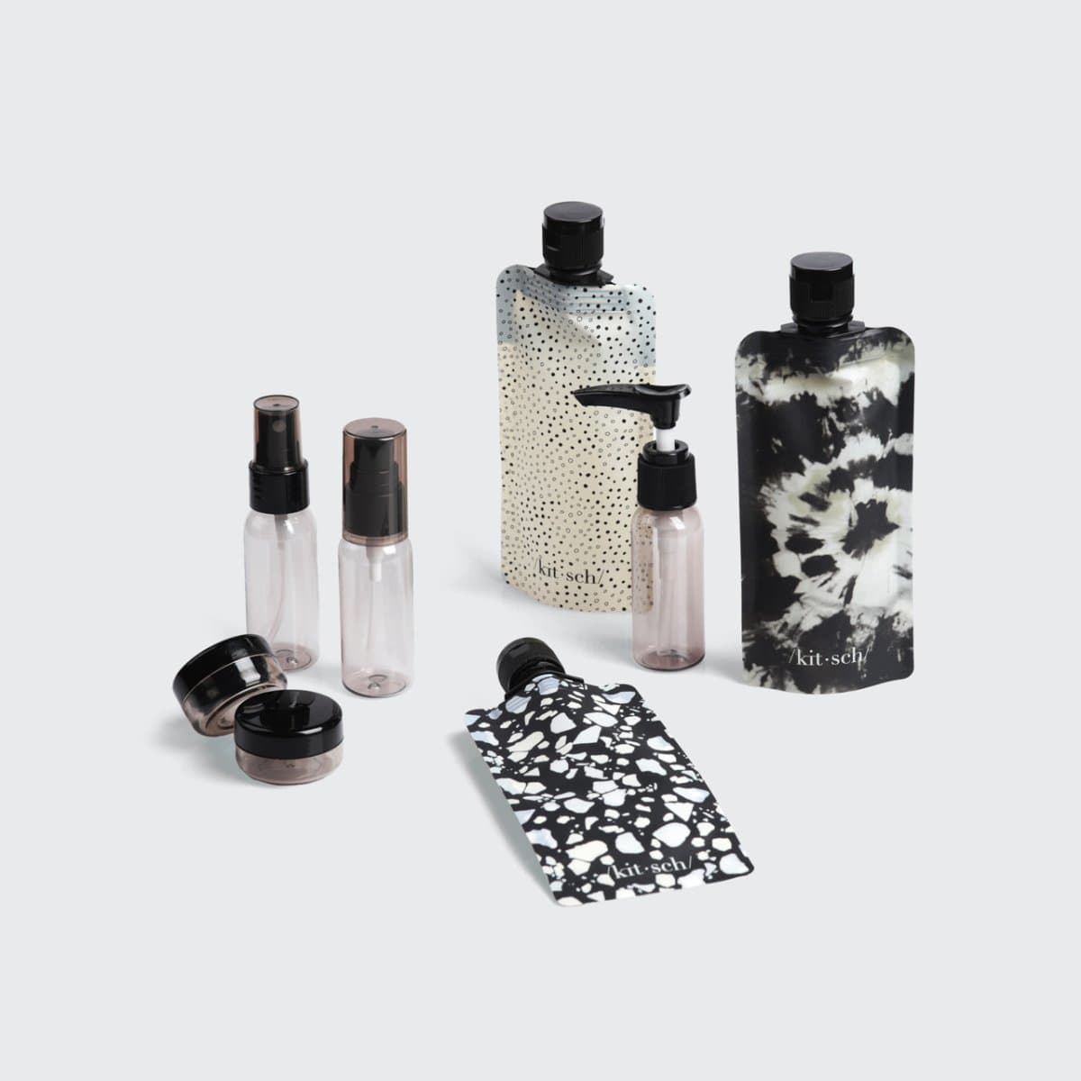 Black and Ivory Travel Bottles for Toiletries 11pc Set - Curated Collection